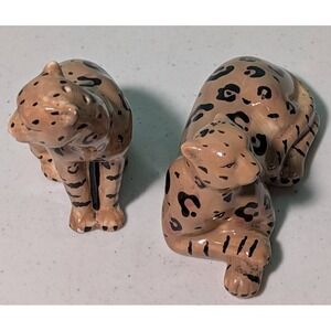 Leopard Exotic Jungle Ceramic Salt & Pepper Shakers With Stoppers